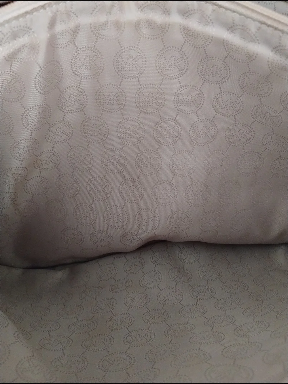 Michael Kors Rare Monogram Checkered Tote Bag with Beige Trim